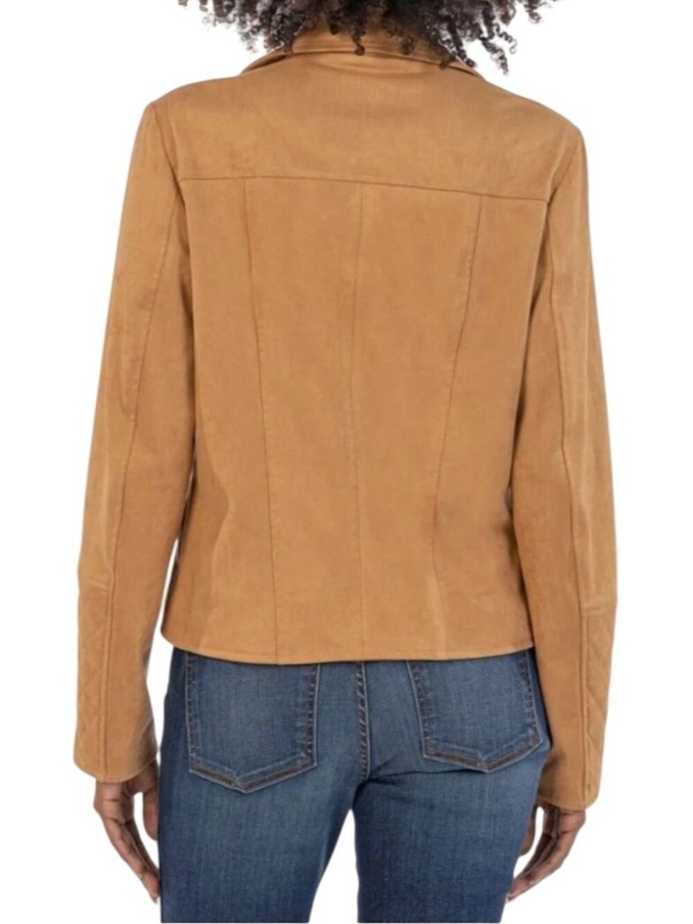 KUT from the Kloth Marlowe Faux Suede Moto Jacket Brown Tan XL Coat Zip Biker - Picture 12 of 13